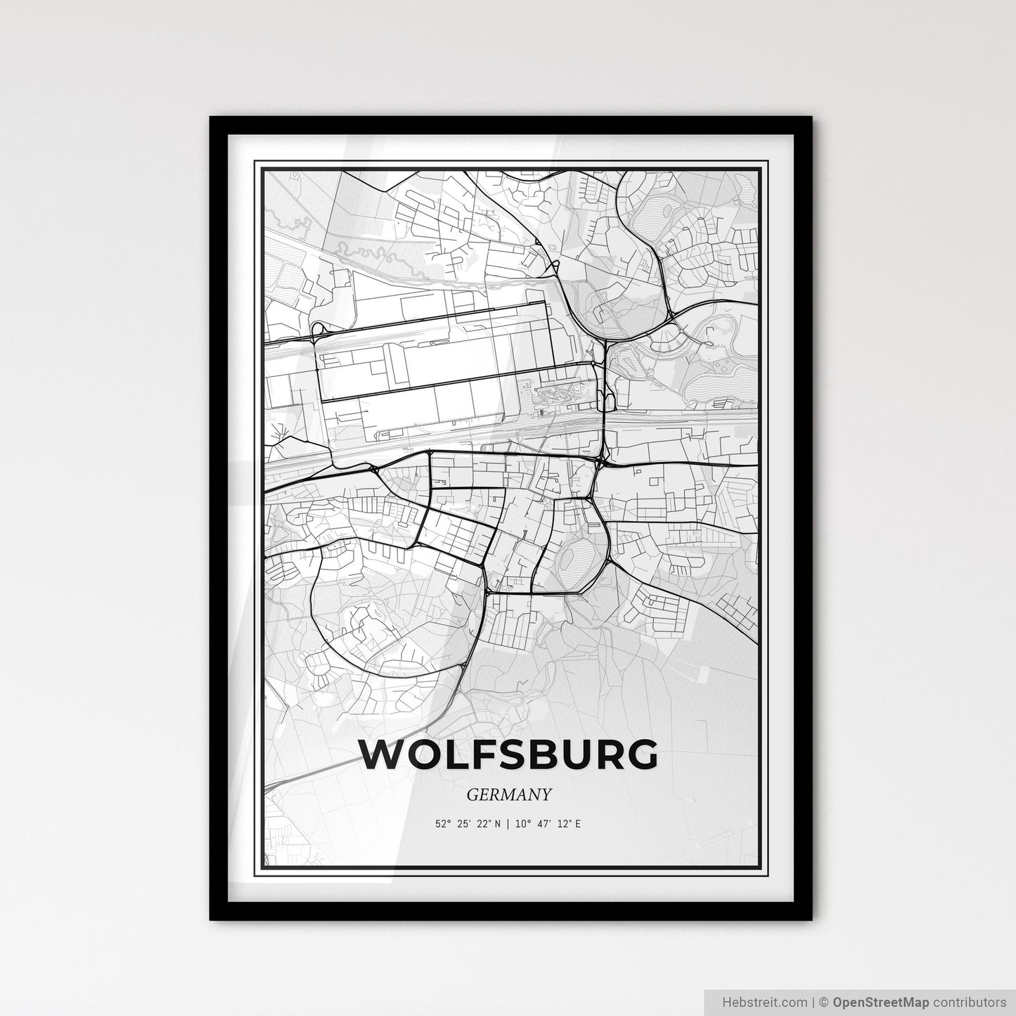 Wolfsburg Germany - Scandinavian Style City Map for Modern Home Decor