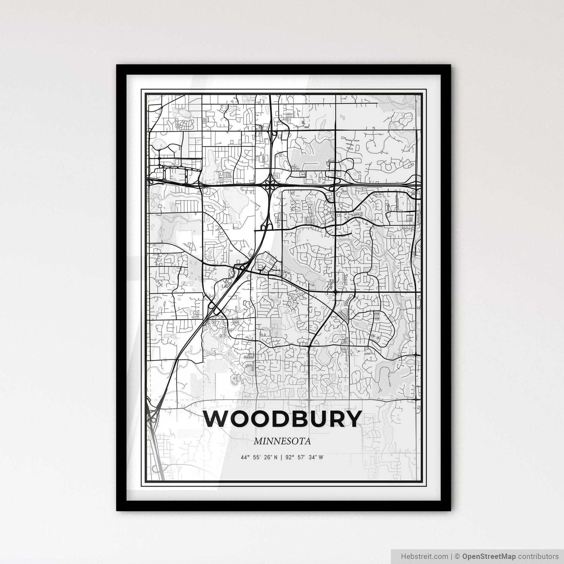 Woodbury Minnesota - Scandinavian Style City Map for Modern Home Decor