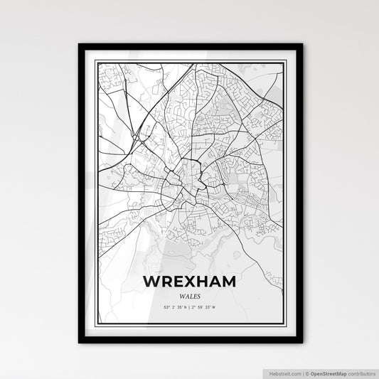 Wrexham Wales - Scandinavian Style City Map for Modern Home Decor