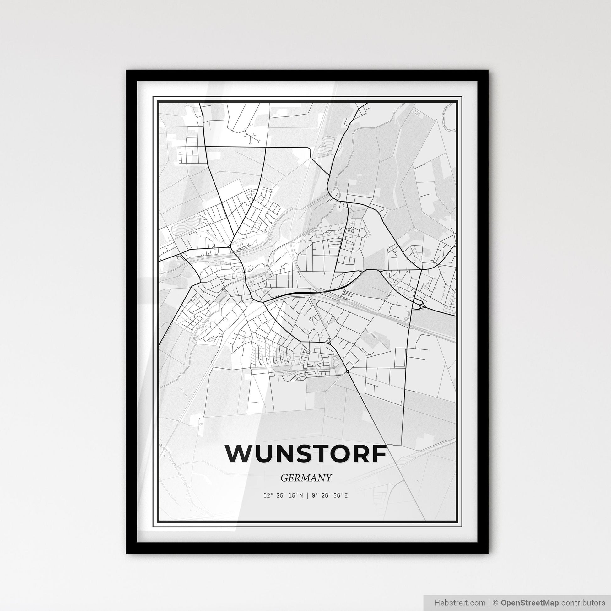 Wunstorf Germany - Scandinavian Style City Map for Modern Home Decor
