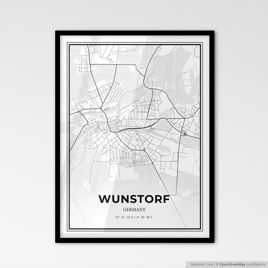 Wunstorf Germany - Scandinavian Style City Map for Modern Home Decor