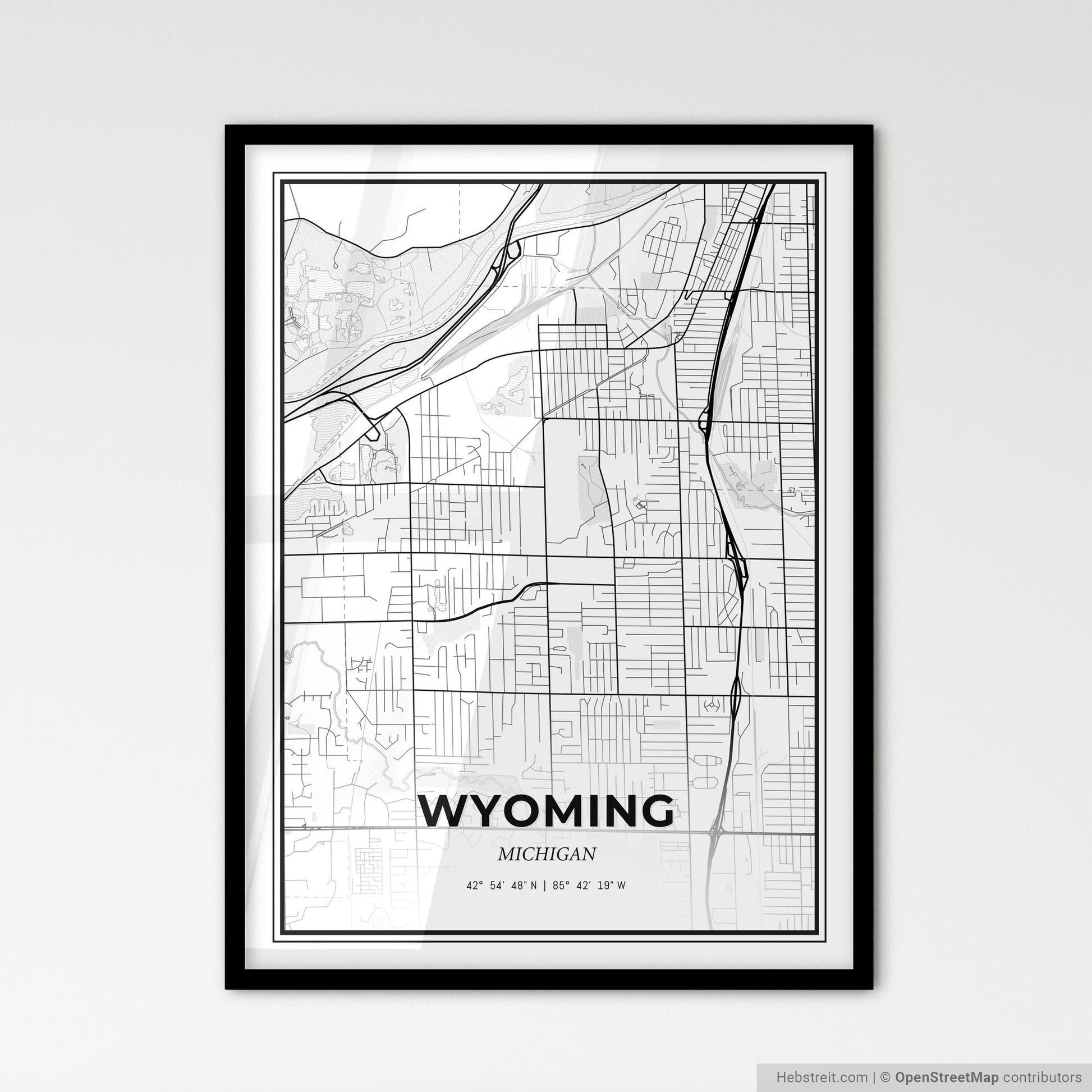 Wyoming Michigan - Scandinavian Style City Map for Modern Home Decor