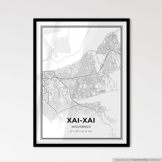 Xai-Xai Mozambique - Scandinavian Style City Map for Modern Home Decor