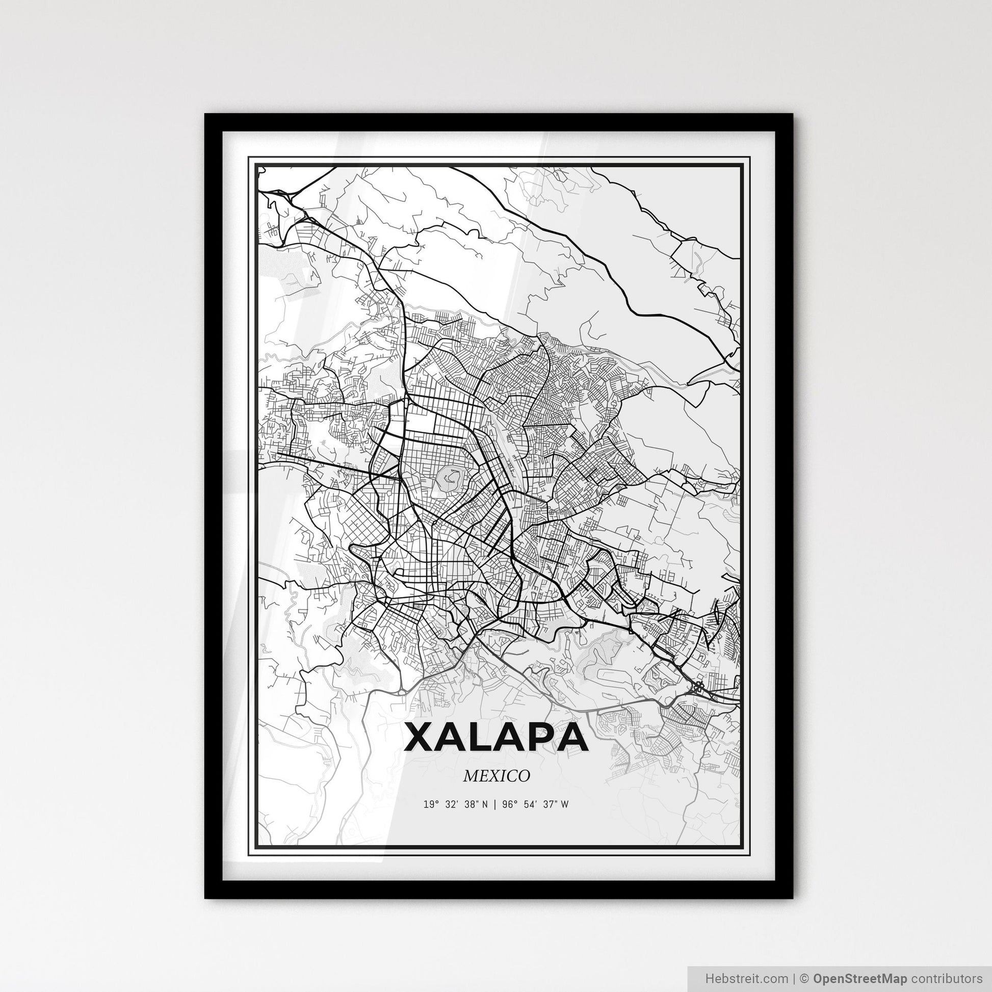 Xalapa Mexico - Scandinavian Style City Map for Modern Home Decor