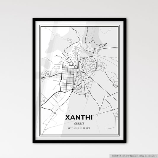 Xanthi Greece - Scandinavian Style City Map for Modern Home Decor
