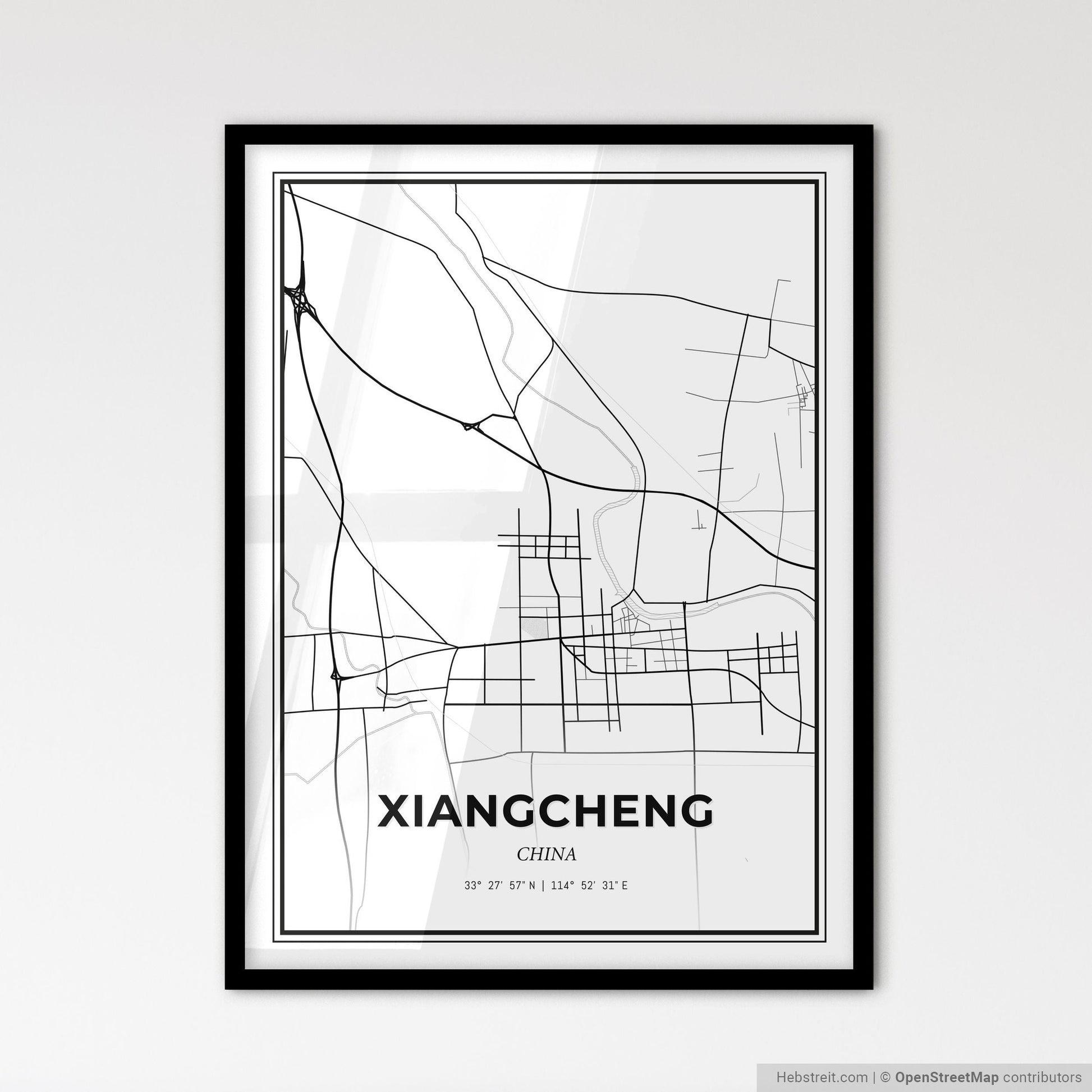 Xiangcheng China - Scandinavian Style City Map for Modern Home Decor