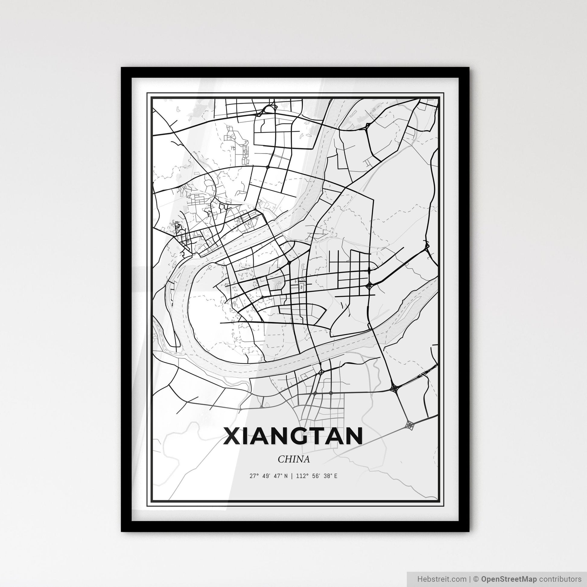 Xiangtan China - Scandinavian Style City Map for Modern Home Decor