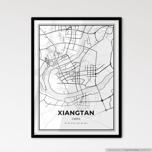 Xiangtan China - Scandinavian Style City Map for Modern Home Decor