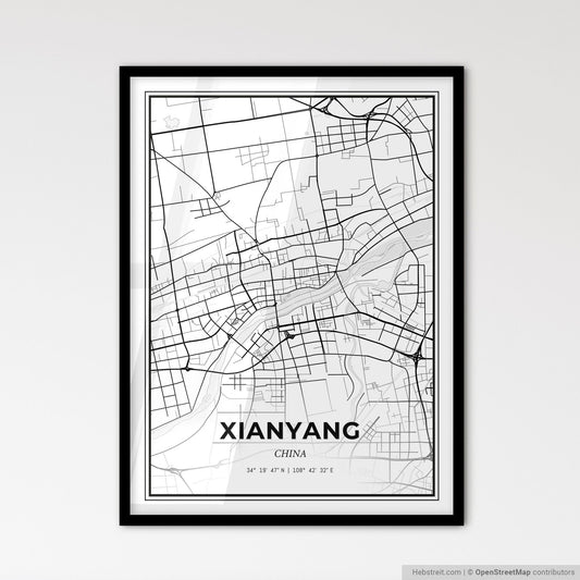 Xianyang China - Scandinavian Style City Map for Modern Home Decor