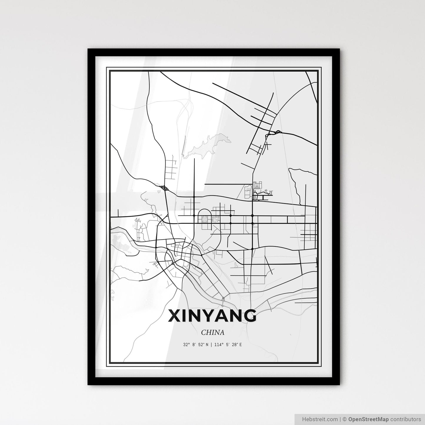Xinyang China - Scandinavian Style City Map for Modern Home Decor