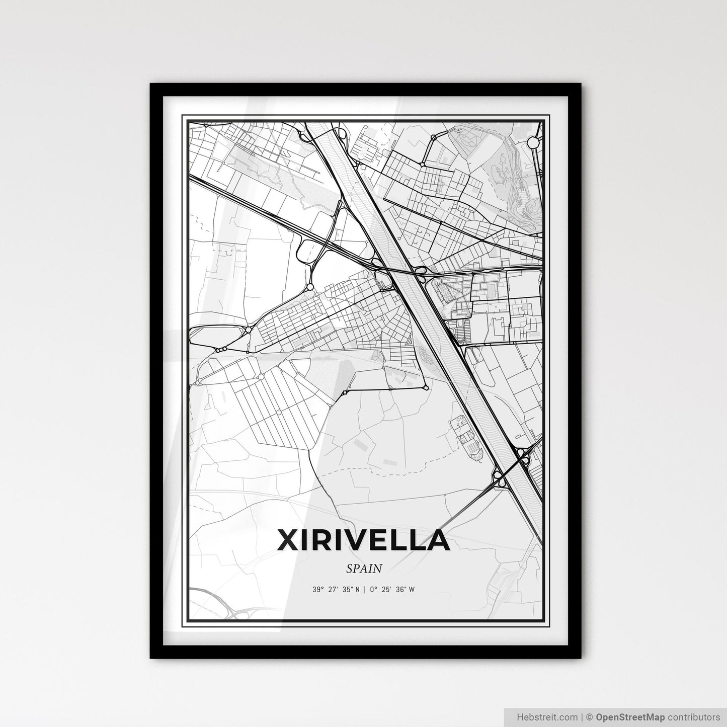 Xirivella Spain - Scandinavian Style City Map for Modern Home Decor