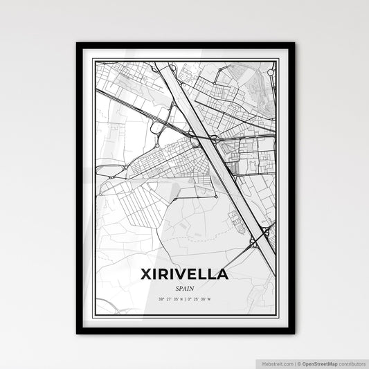 Xirivella Spain - Scandinavian Style City Map for Modern Home Decor