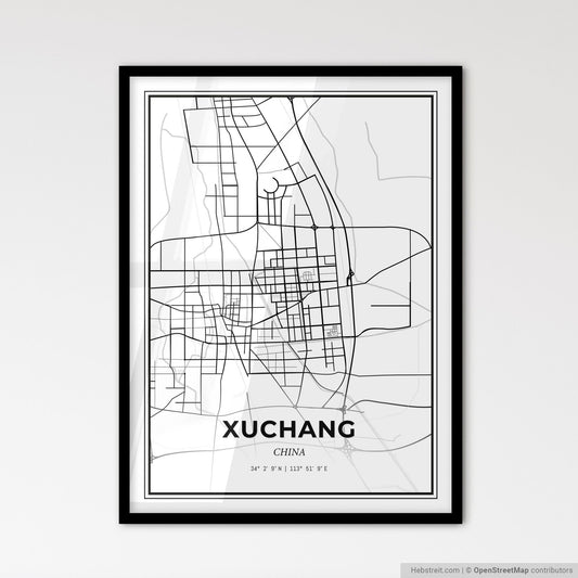 Xuchang China - Scandinavian Style City Map for Modern Home Decor