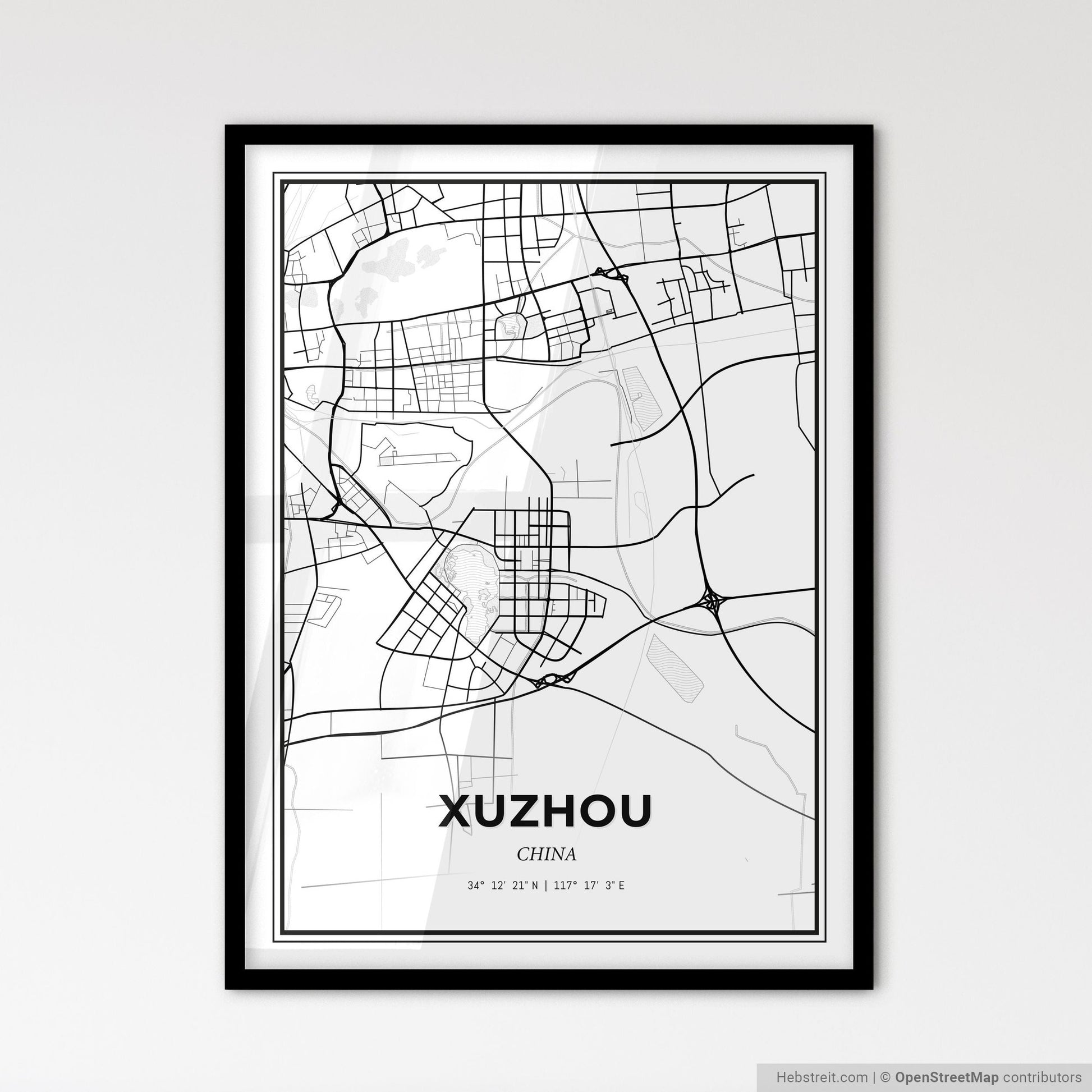 Xuzhou China - Scandinavian Style City Map for Modern Home Decor
