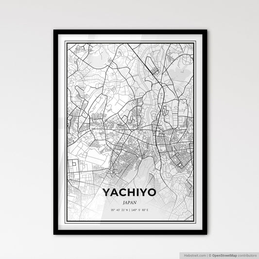 Yachiyo Japan - Scandinavian Style City Map for Modern Home Decor