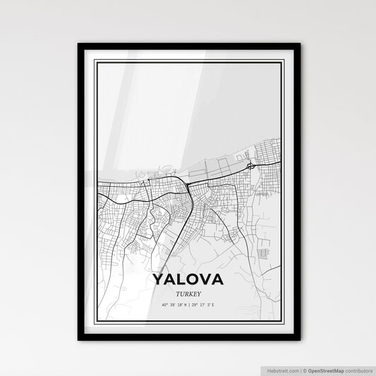 Yalova Turkey - Scandinavian Style City Map for Modern Home Decor