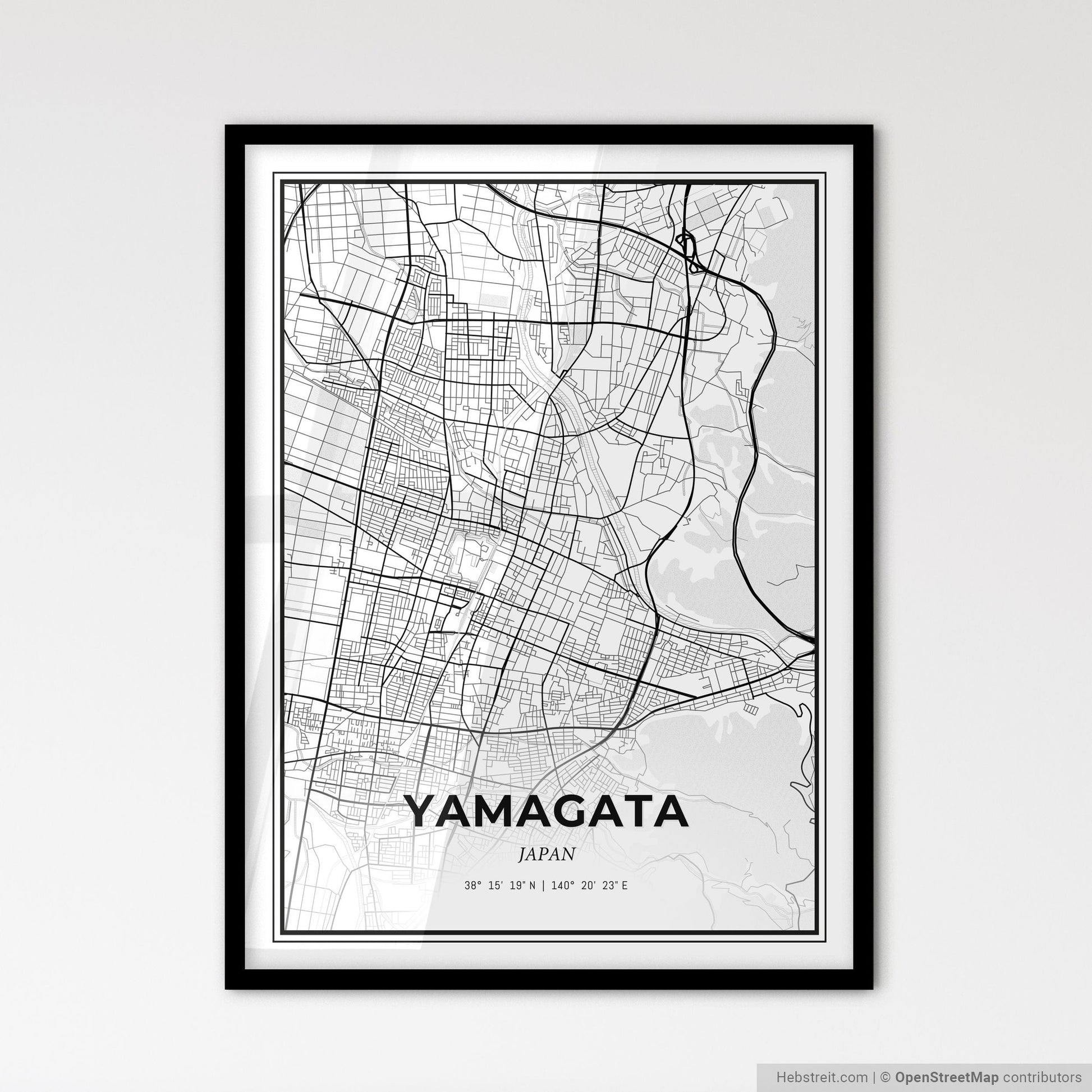 Yamagata Japan - Scandinavian Style City Map for Modern Home Decor