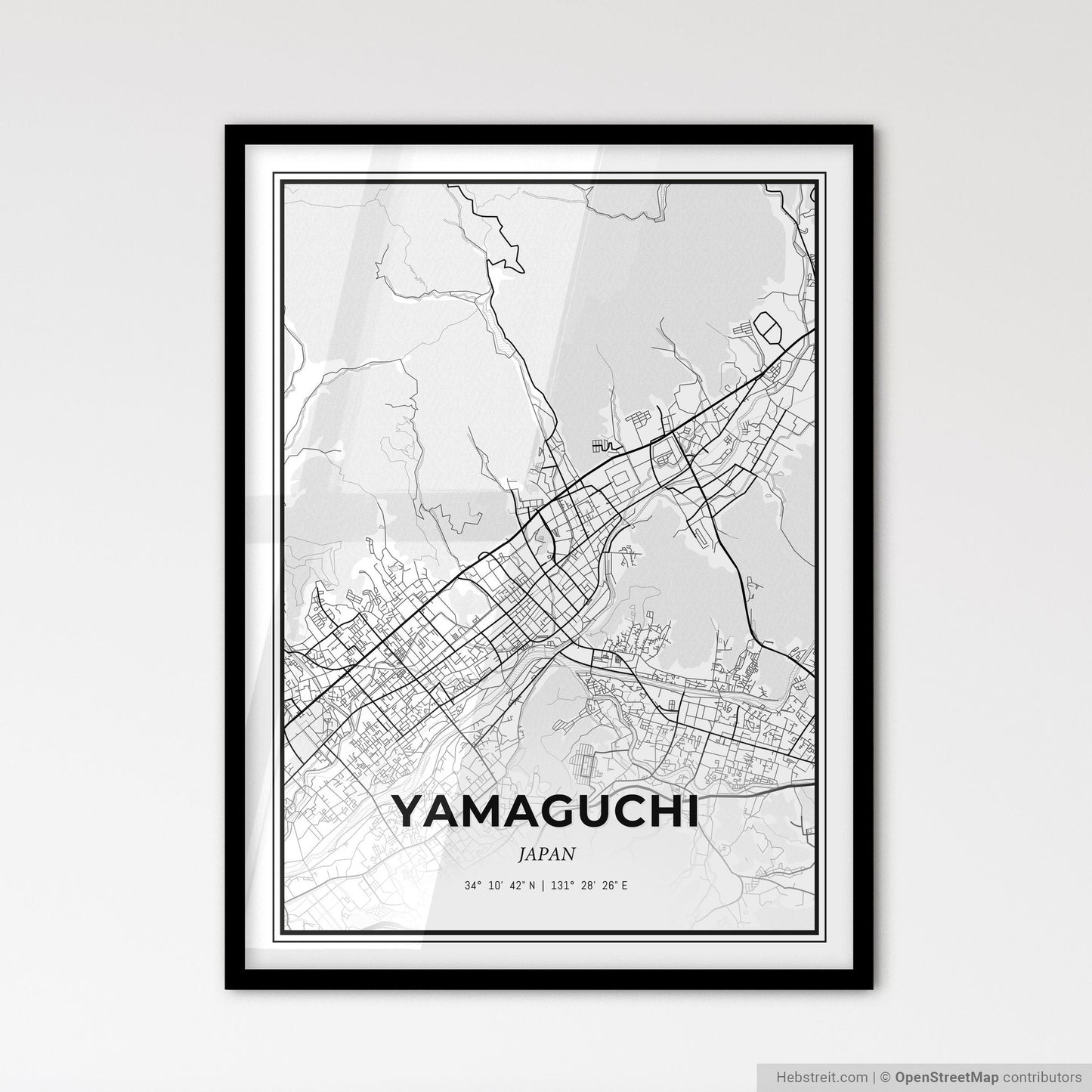 Yamaguchi Japan - Scandinavian Style City Map for Modern Home Decor