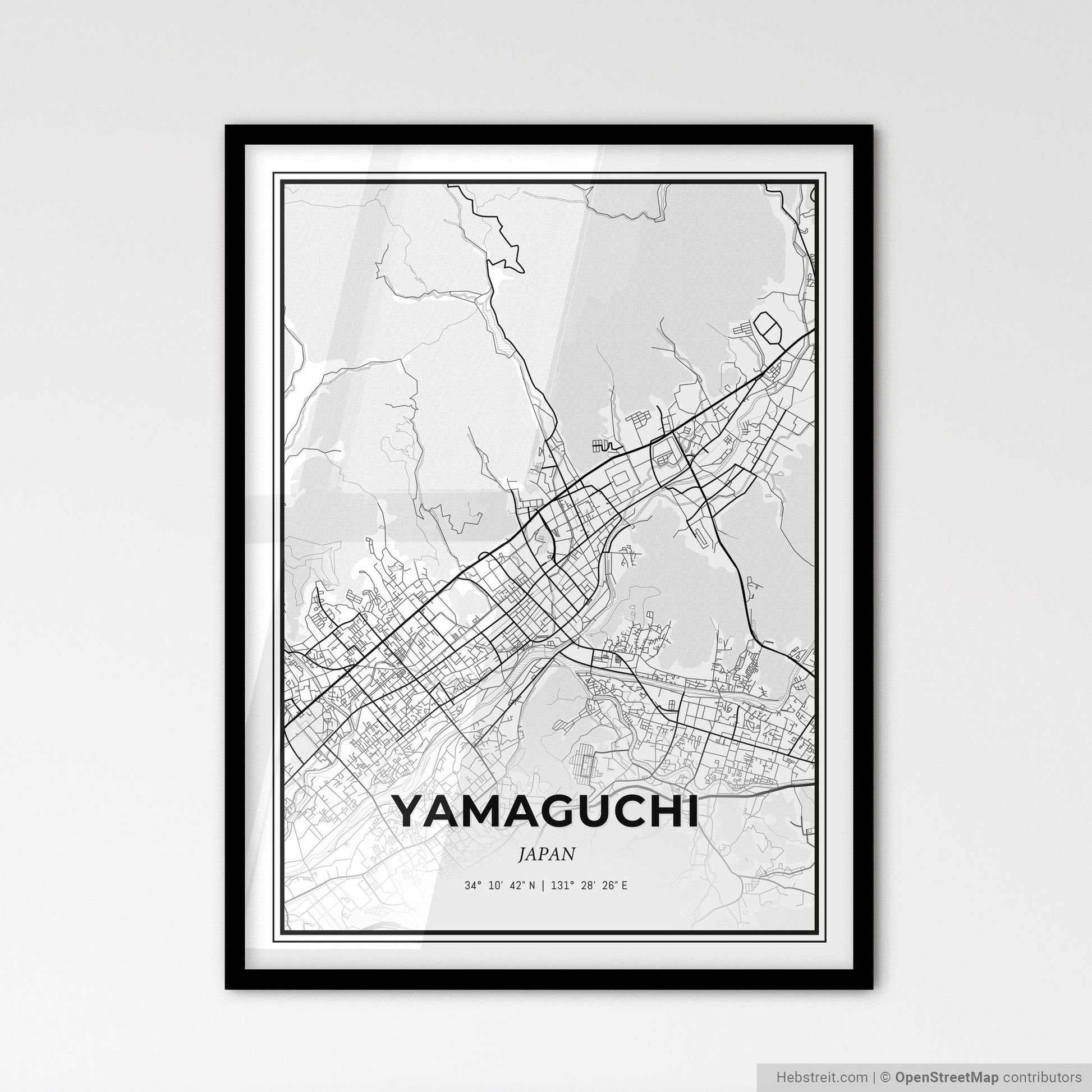 Yamaguchi Japan - Scandinavian Style City Map for Modern Home Decor