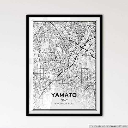 Yamato Japan - Scandinavian Style City Map for Modern Home Decor