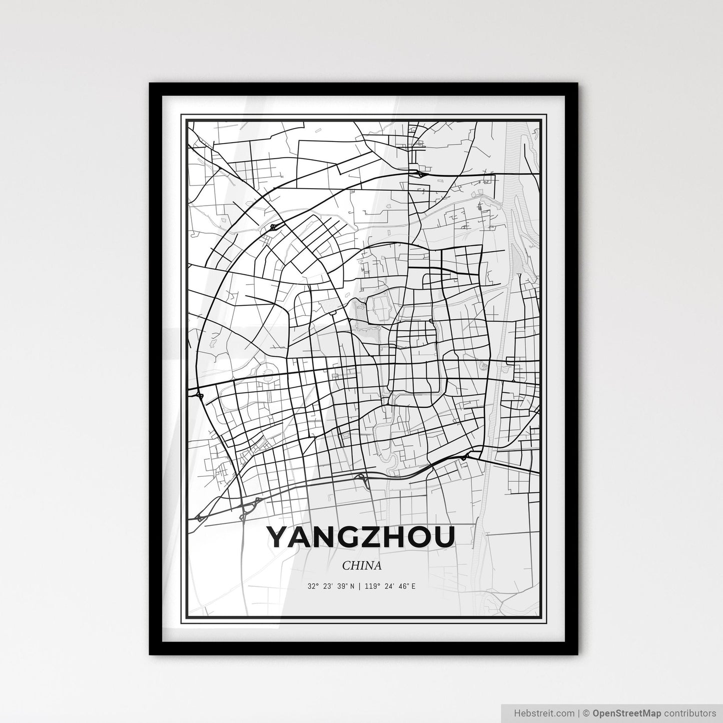 Yangzhou China - Scandinavian Style City Map for Modern Home Decor