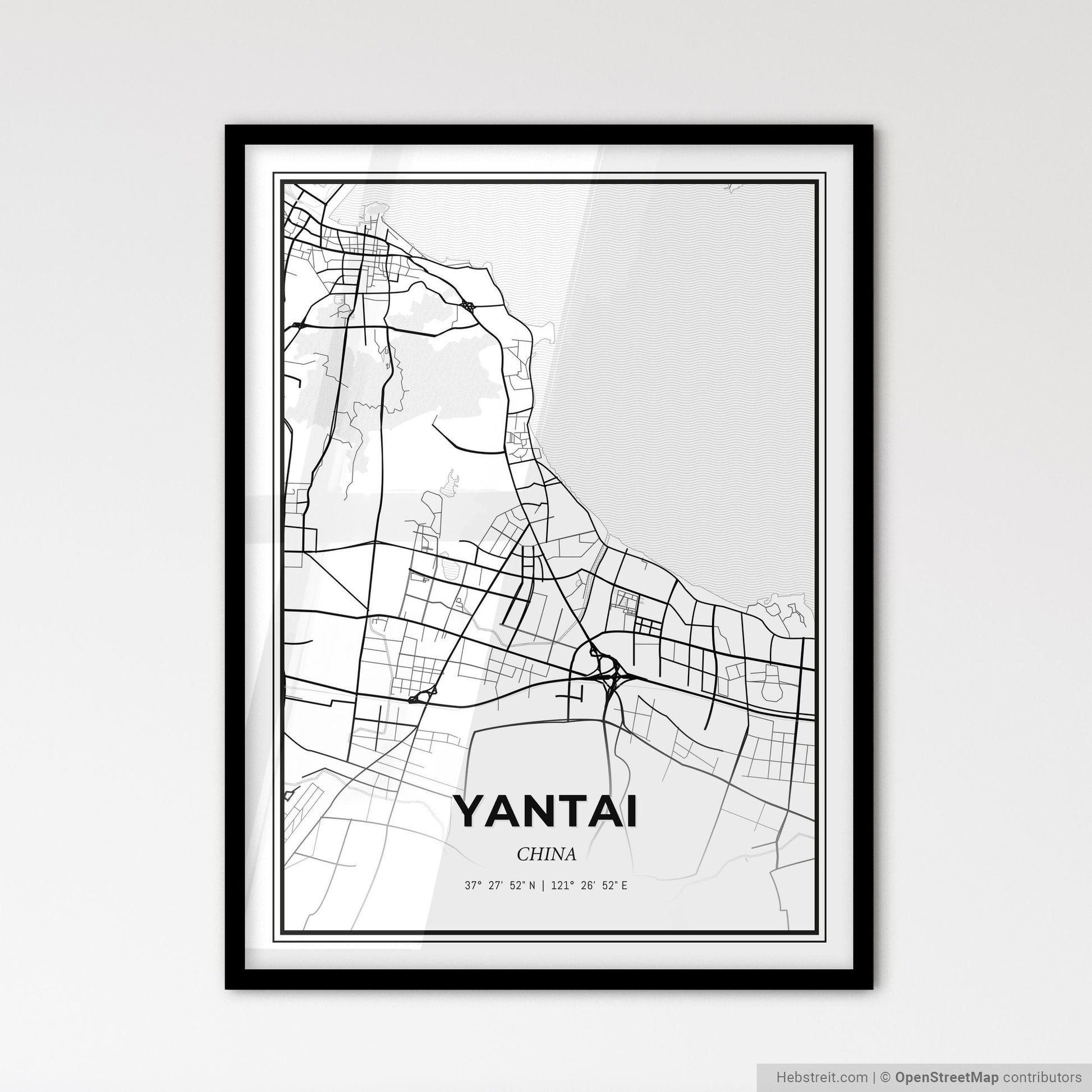 Yantai China - Scandinavian Style City Map for Modern Home Decor