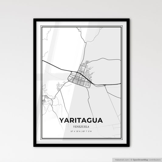 Yaritagua Venezuela - Scandinavian Style City Map for Modern Home Decor