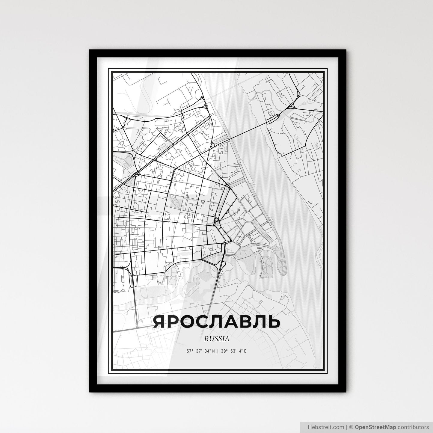 Yaroslavl Russia - Scandinavian Style City Map for Modern Home Decor