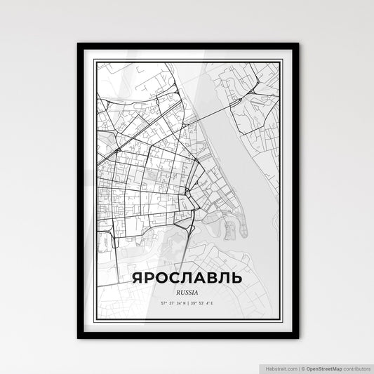Yaroslavl Russia - Scandinavian Style City Map for Modern Home Decor