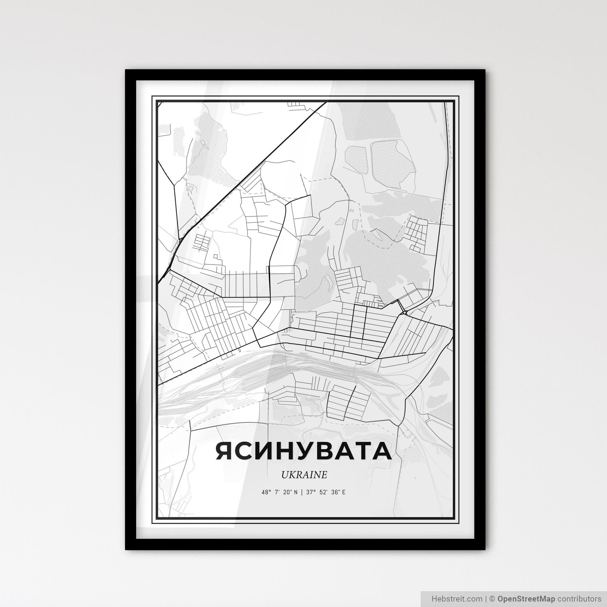 Yasynuvata Ukraine - Scandinavian Style City Map for Modern Home Decor