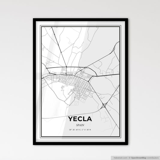 Yecla Spain - Scandinavian Style City Map for Modern Home Decor