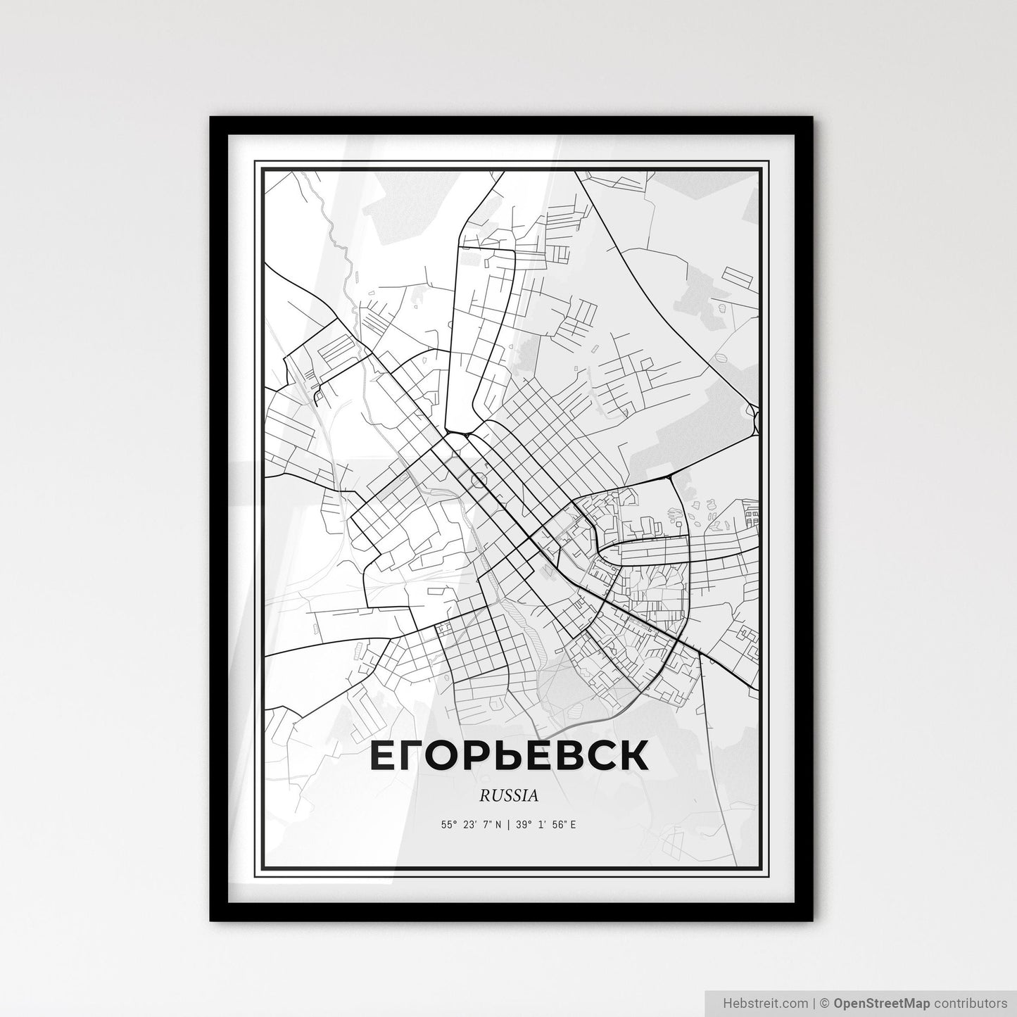 Yegoryevsk Russia - Scandinavian Style City Map for Modern Home Decor