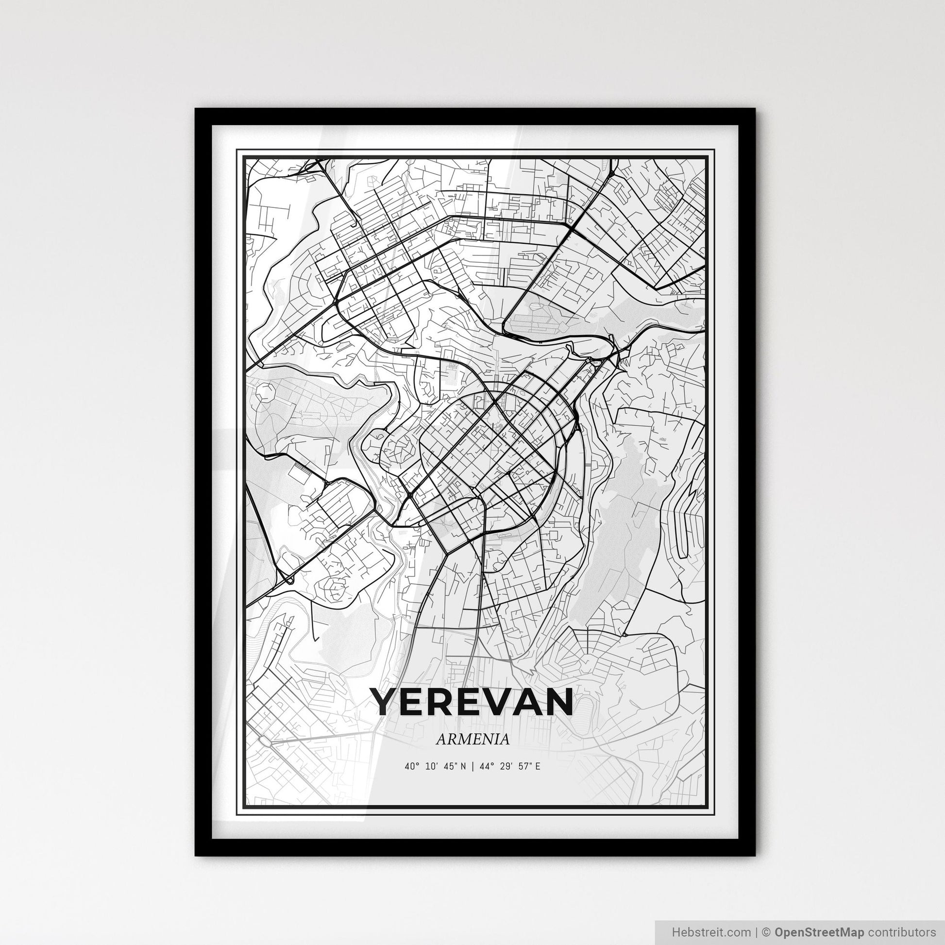 Yerevan Armenia - Scandinavian Style City Map for Modern Home Decor
