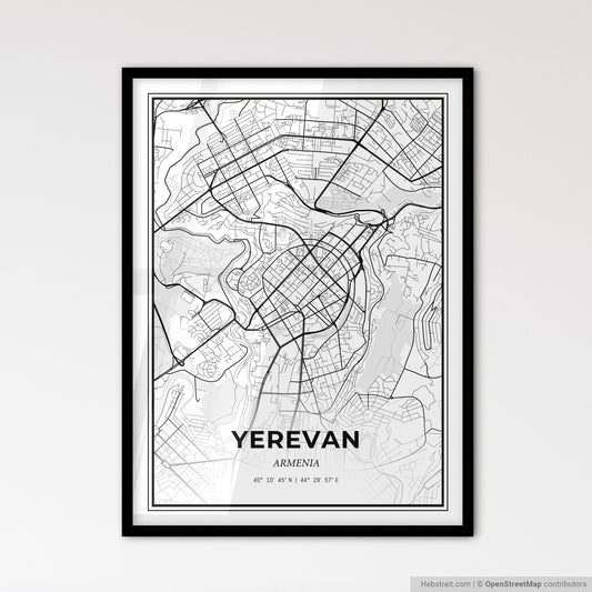 Yerevan Armenia - Scandinavian Style City Map for Modern Home Decor