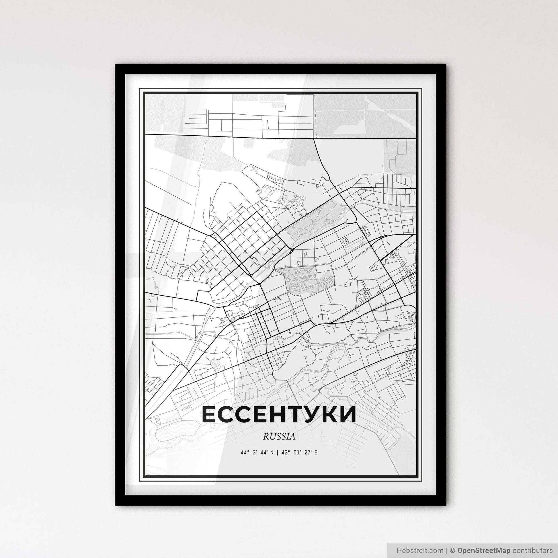 Yessentuki Russia - Scandinavian Style City Map for Modern Home Decor
