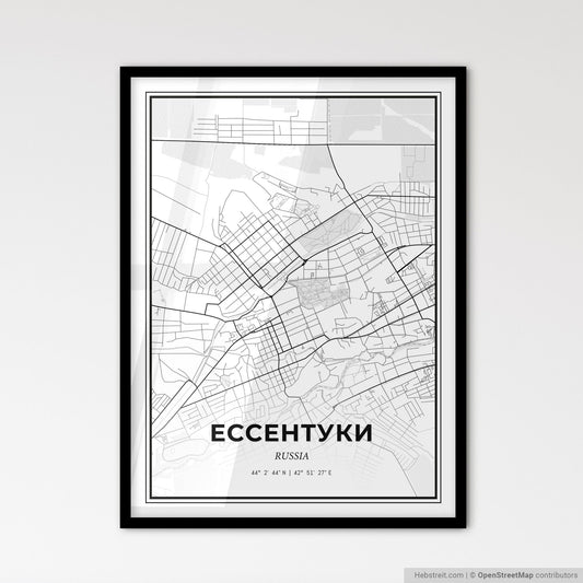Yessentuki Russia - Scandinavian Style City Map for Modern Home Decor