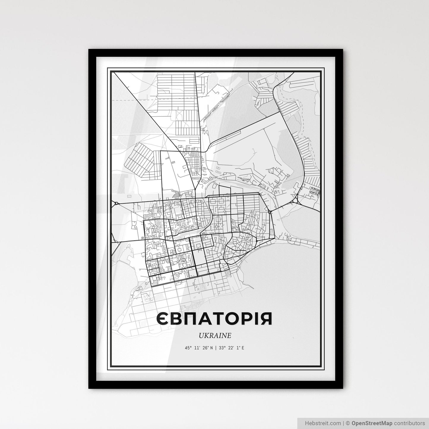 Yevpatoria Ukraine - Scandinavian Style City Map for Modern Home Decor