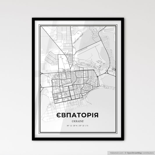 Yevpatoria Ukraine - Scandinavian Style City Map for Modern Home Decor
