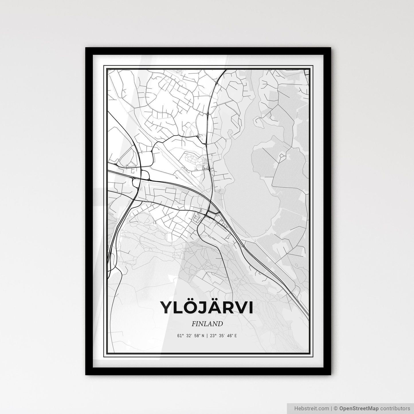 Ylöjärvi Finland - Scandinavian Style City Map for Modern Home Decor
