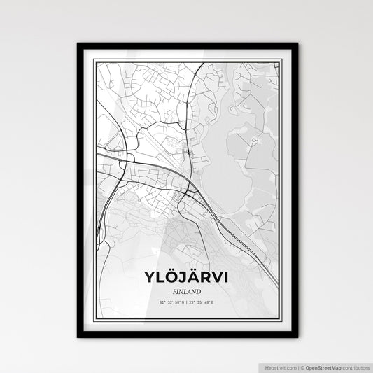 Ylöjärvi Finland - Scandinavian Style City Map for Modern Home Decor