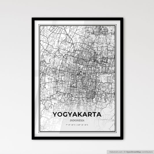 Yogyakarta Indonesia - Scandinavian Style City Map for Modern Home Decor