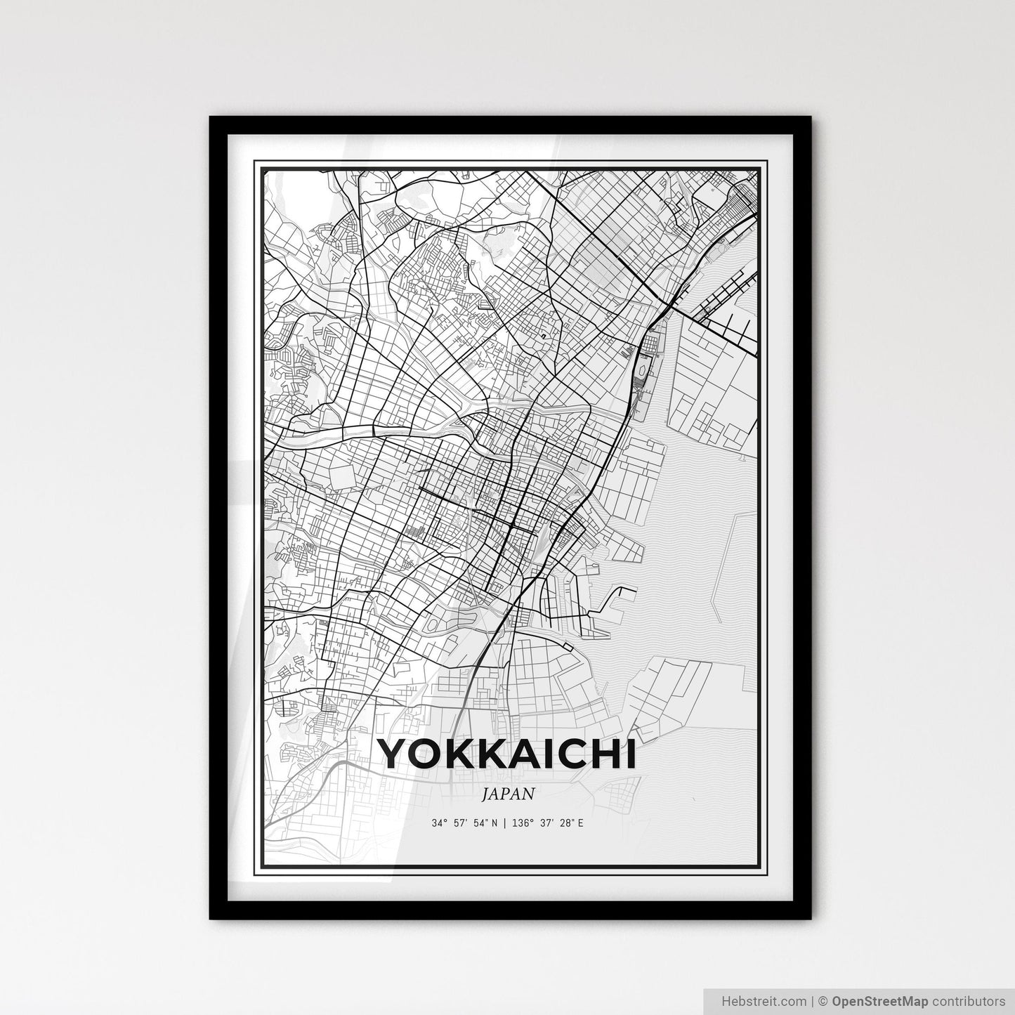 Yokkaichi Japan - Scandinavian Style City Map for Modern Home Decor