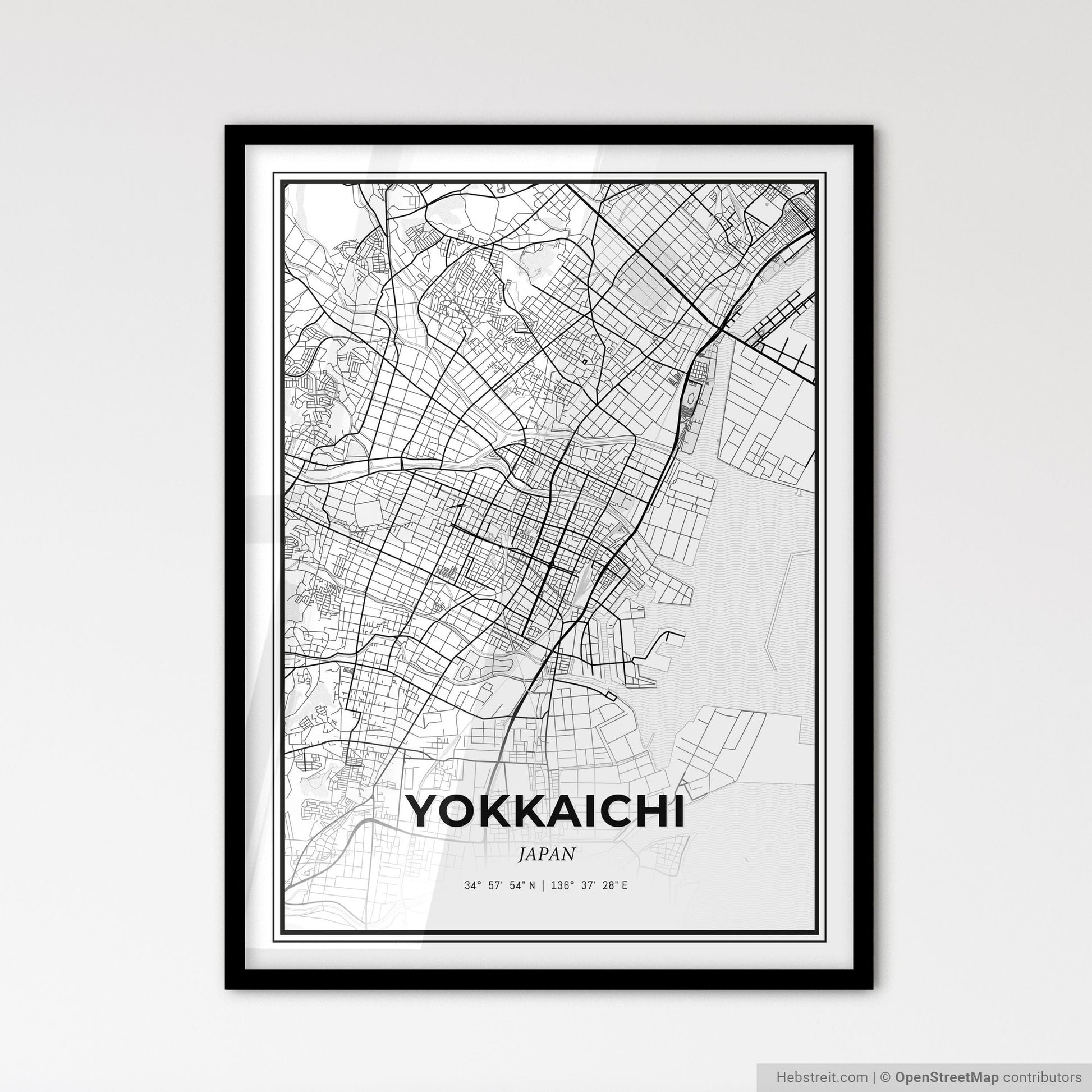 Yokkaichi Japan - Scandinavian Style City Map for Modern Home Decor