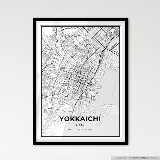 Yokkaichi Japan - Scandinavian Style City Map for Modern Home Decor
