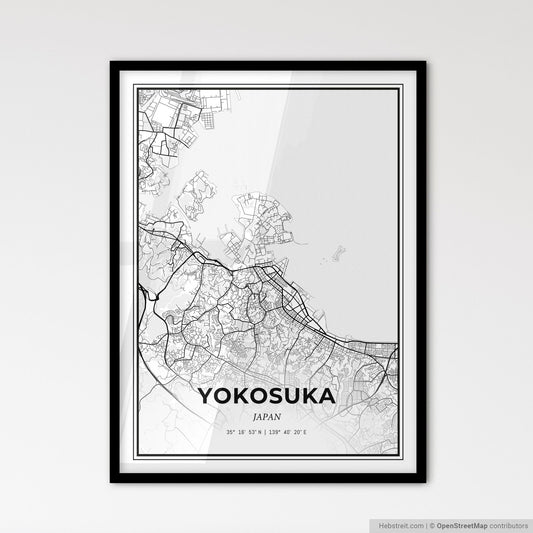 Yokosuka Japan - Scandinavian Style City Map for Modern Home Decor