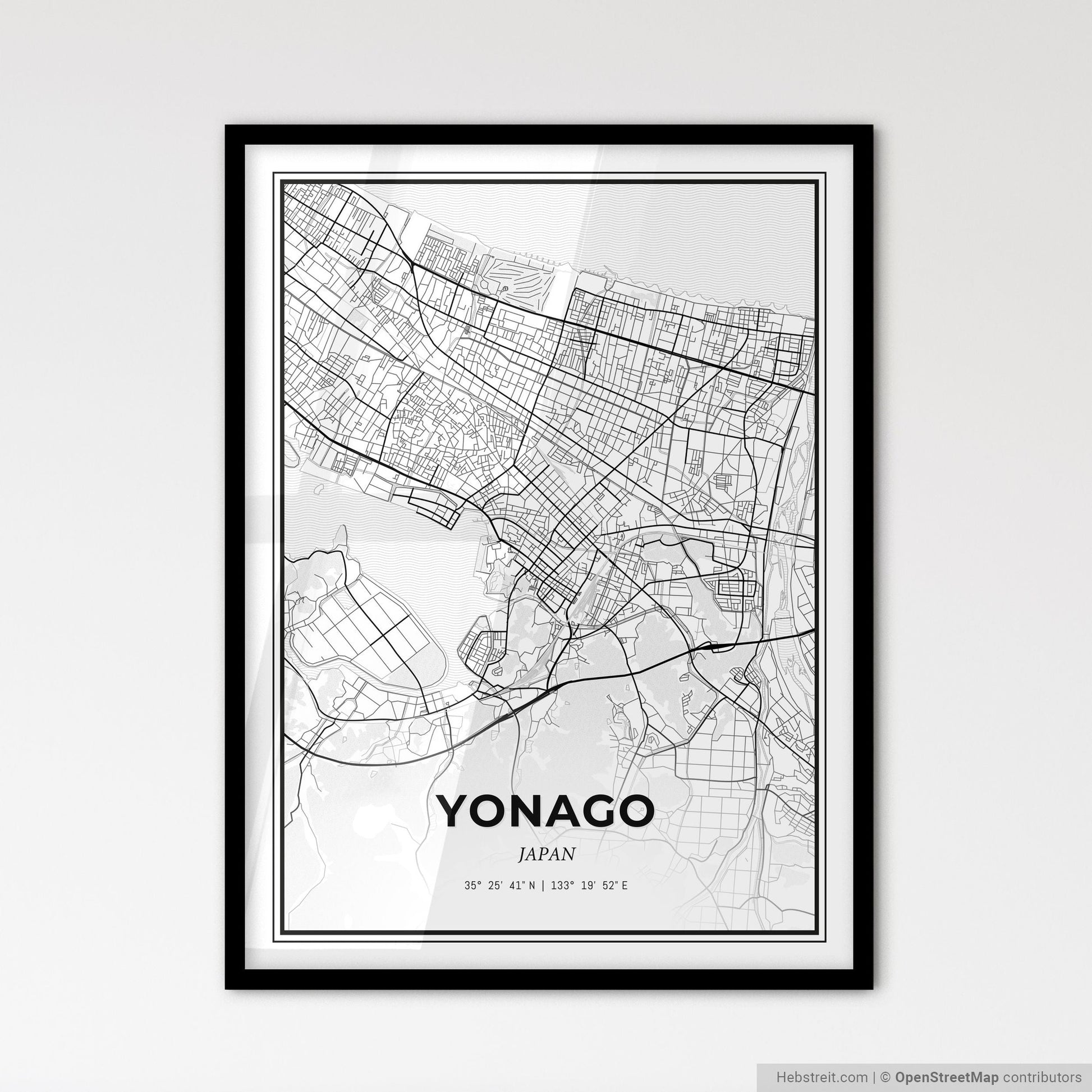 Yonago Japan - Scandinavian Style City Map for Modern Home Decor