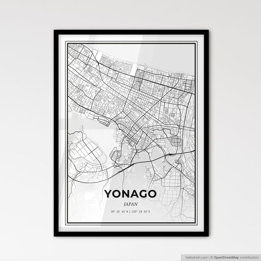 Yonago Japan - Scandinavian Style City Map for Modern Home Decor