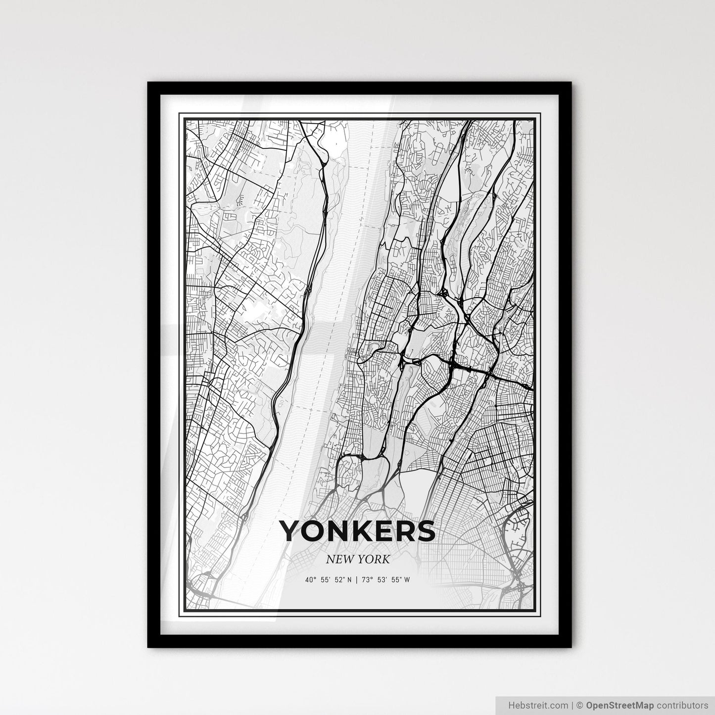 Yonkers New York - Scandinavian Style City Map for Modern Home Decor