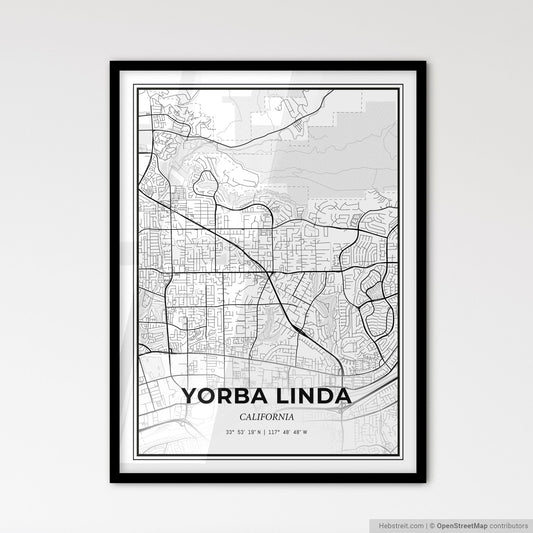Yorba Linda California - Scandinavian Style City Map for Modern Home Decor