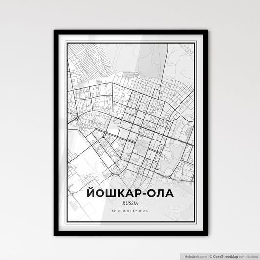 Yoshkar-Ola Russia - Scandinavian Style City Map for Modern Home Decor